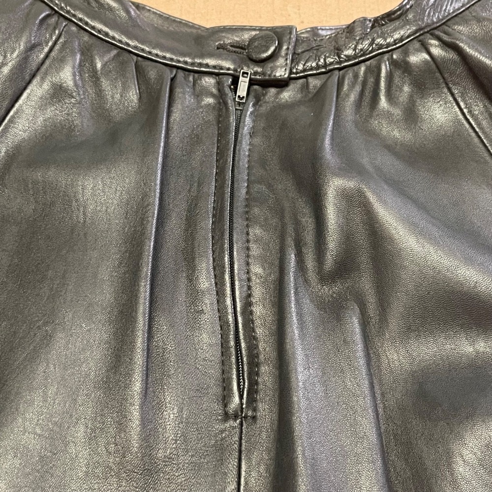 Vintage German Size 36 (4) Black Leather Maxi Pieced Circle Skirt - Picture 9 of 12